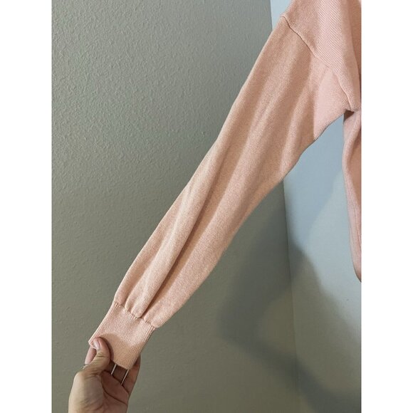 Wilfred Aritzia Pullover Sweater Small Merino Wool Blend Collared V Neck Pink - Picture 4 of 16